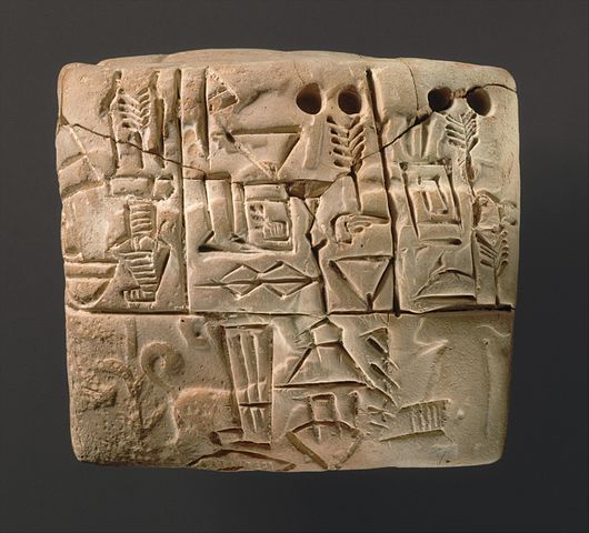 [Proto-Cuneiform Tablet probably from Uruk, Jemdet Nasr Period (3100-2900 BCE)